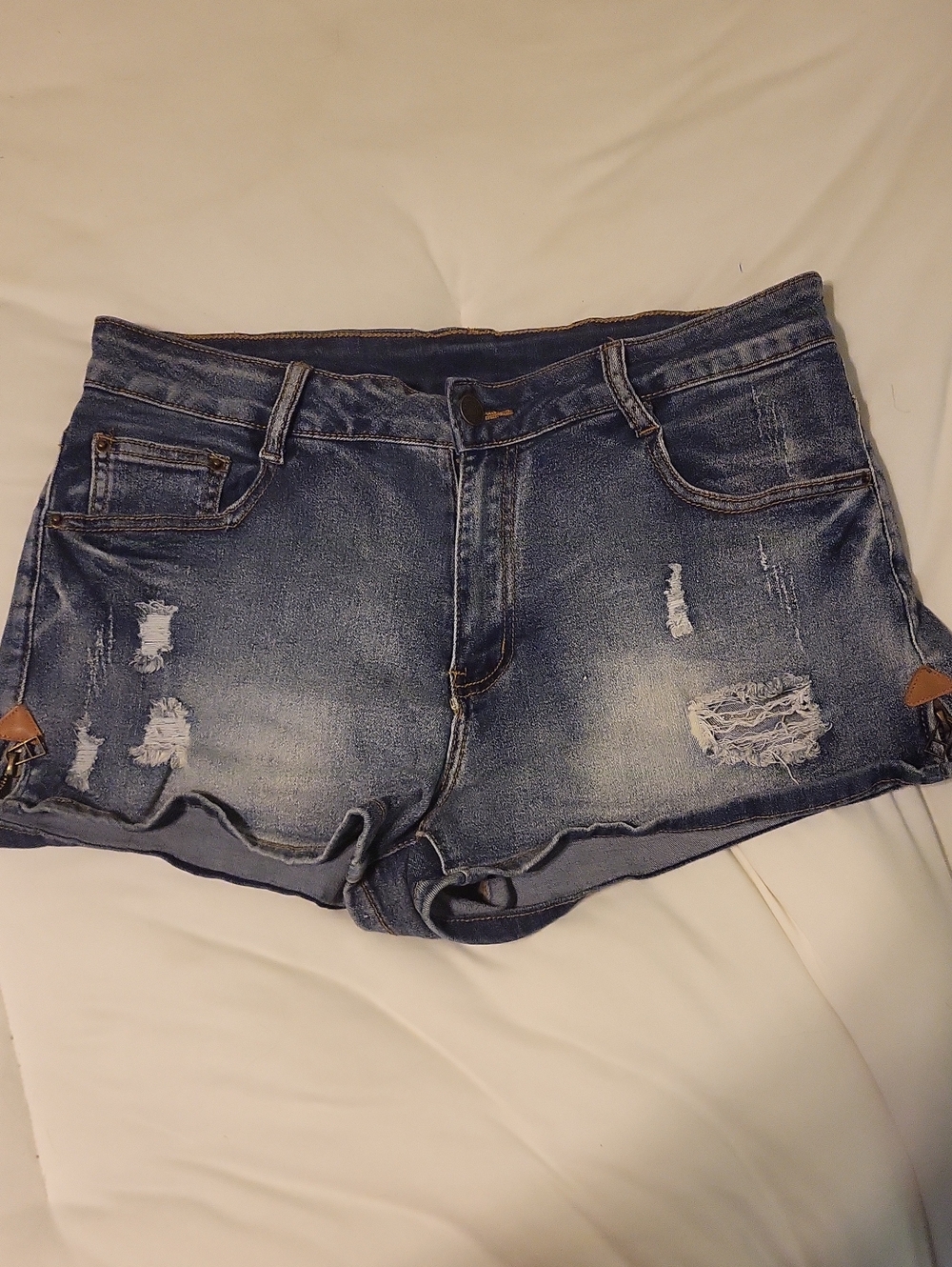 Women's Distressed Denim Shorts - Blue